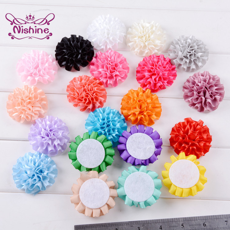 Art And Craft Hair - 50pcs/lot Polyester Ribbon Flower Hair Accessories