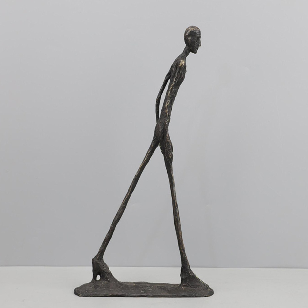 Art Craft New Year - Walking Man Statue Room Decor Metal