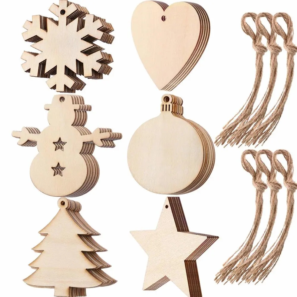 Art Craft New Year - 10/20/50Pcs DIY Wooden Christmas Balls Decoration