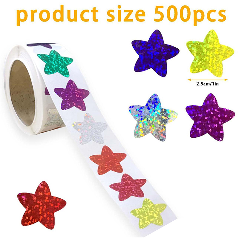 School Of Art X Craft - 500Pcs/Roll Colorful Star Stickers Kids Reward