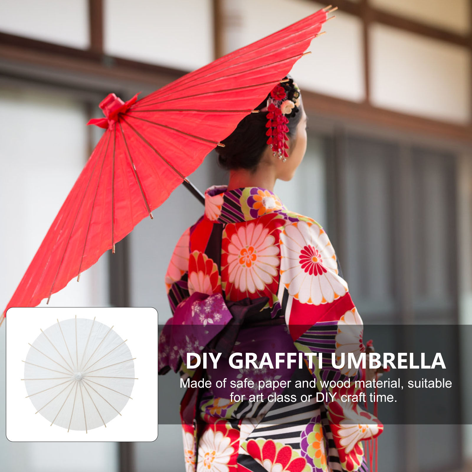 2Pcs Unfinished DIY Oil-Paper  - Art Craft Umbrella recension och pris