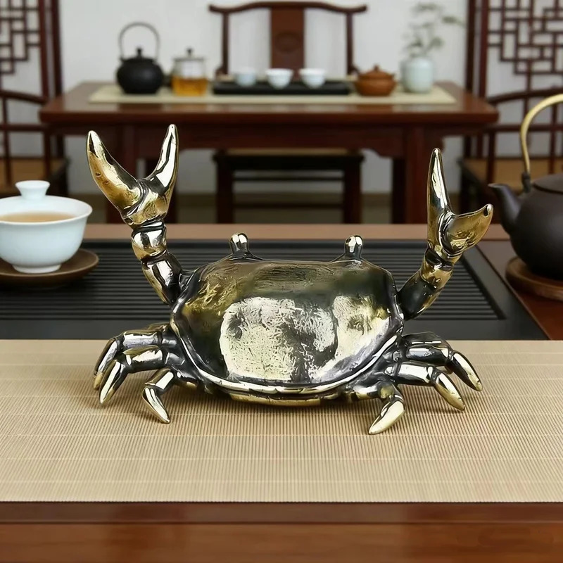 Brass Crab Sculpture Weightlif - Art Craft New Year recension och pris