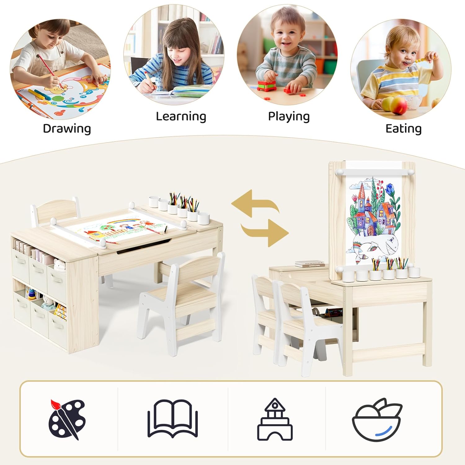 3 in 1 Kids Art Table and Chai - School Of Art X Craft recension och pris